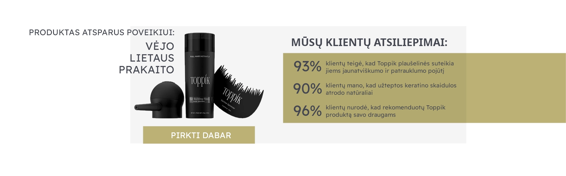 Toppik - atsparus vėjui, lietui ir prakaitui - Klientų atsiliepimai